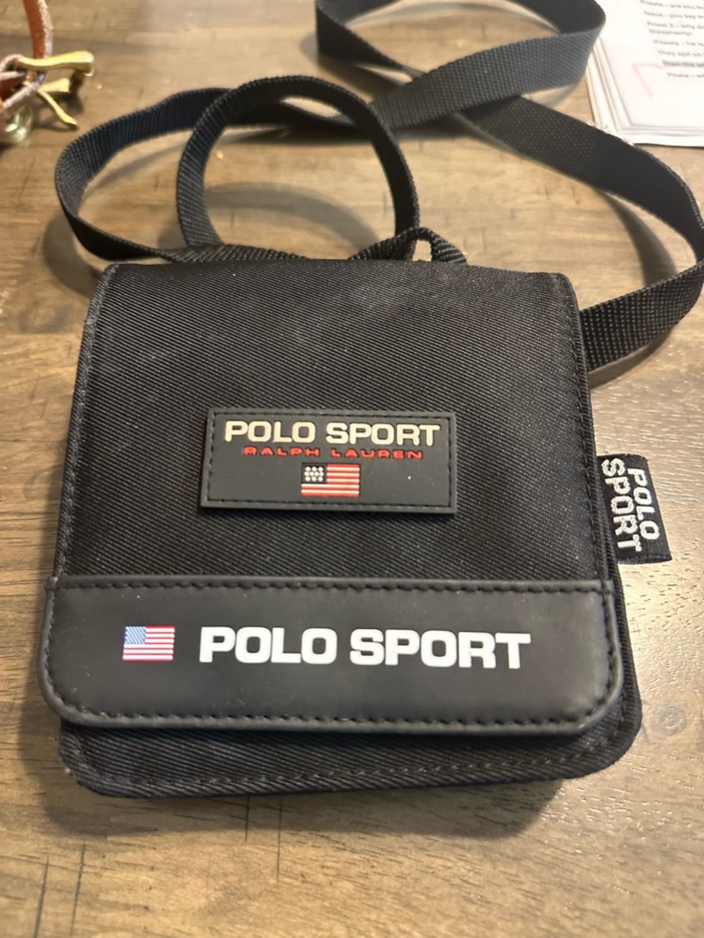 Vintage Polo by Ralph Lauren Black Polo Sport Crossbody Belt Bag